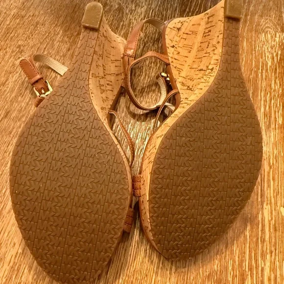 Michael Kors Brown Cork Wedge Sandals - Picture 2 of 2